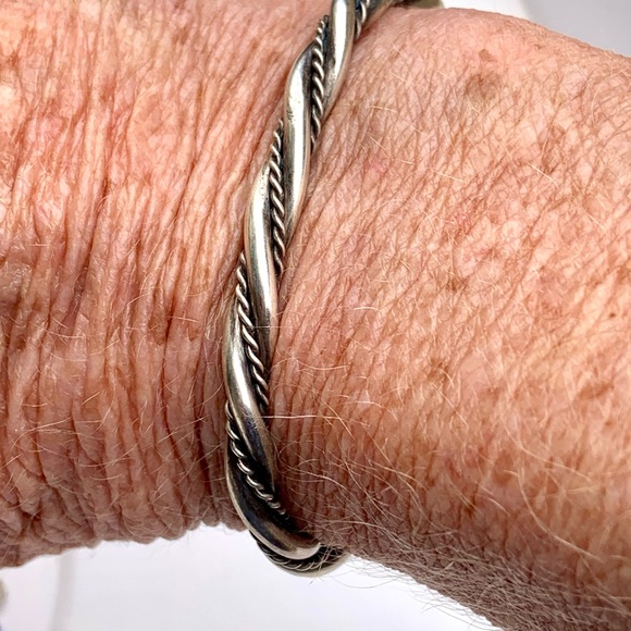Native American Jewelry - Sterling Cable Twist Rope Cuff